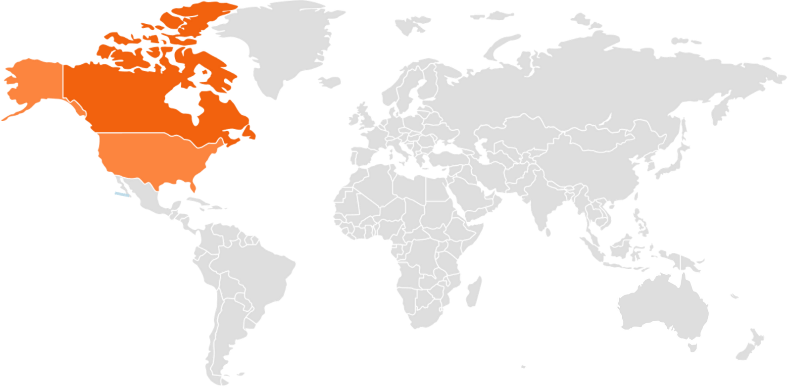 World map with operational areas highlighted
